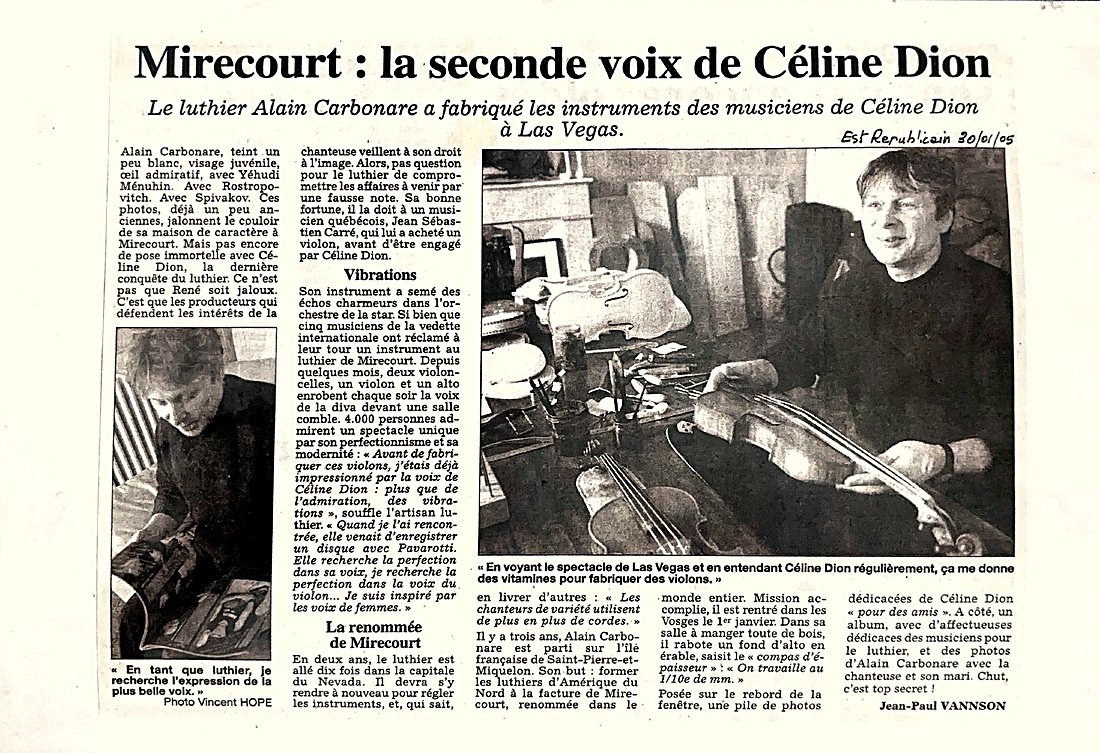Article « Mirecourt : la seconde voix de Céline Dion », L’Est Républicain, 2005